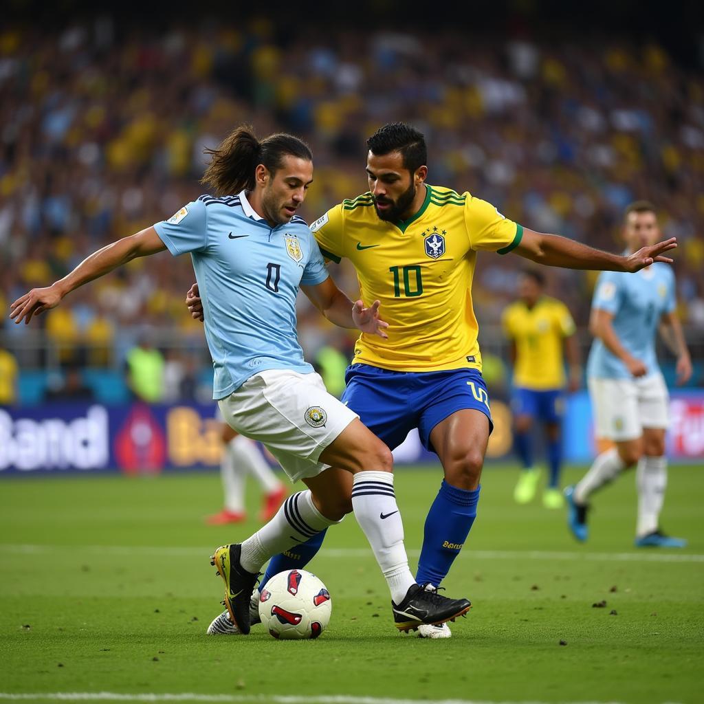 Argentina vs Brazil football rivalry in 2019 - intense match scene