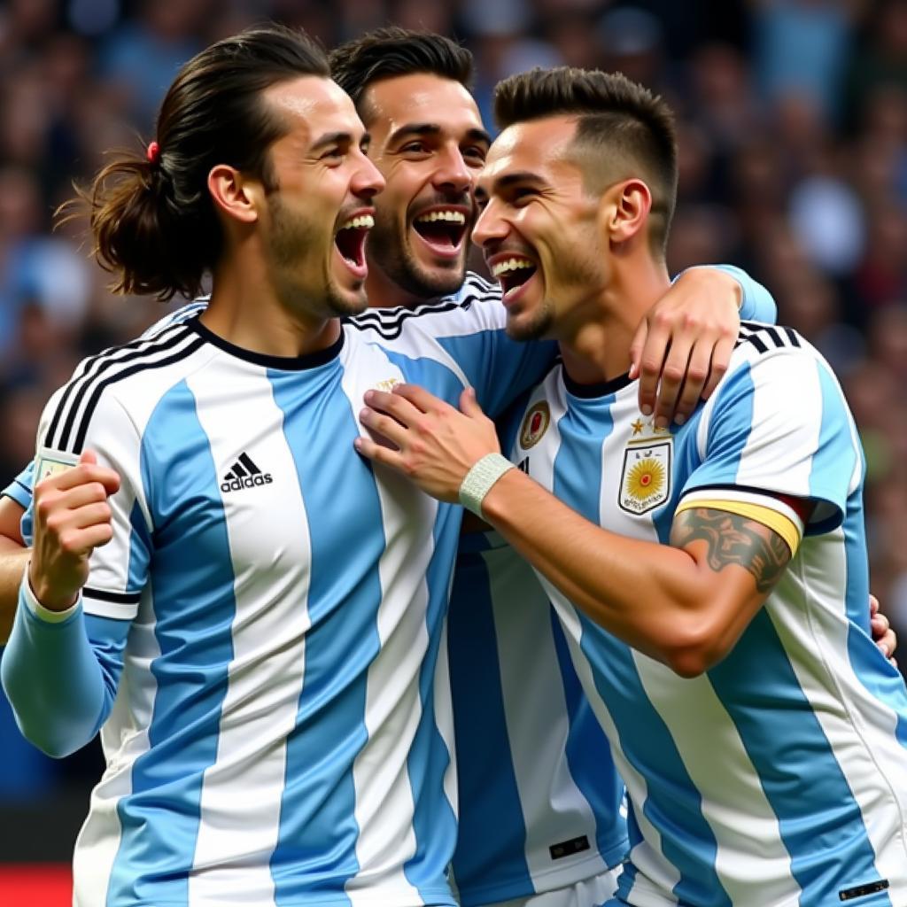 Argentina Women Celebrating a Goal Against Banyana Banyana