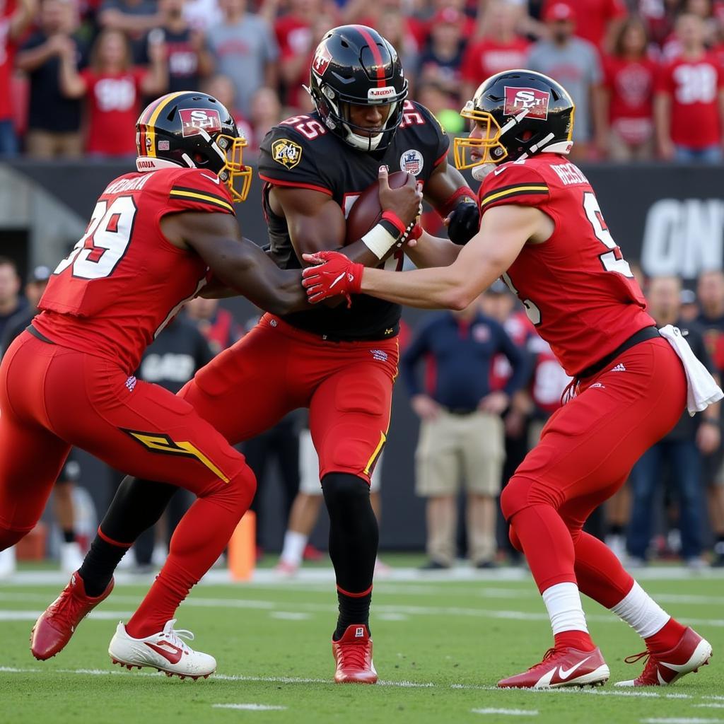 Arizona Hotshots Football Players in Action During an AAF Game