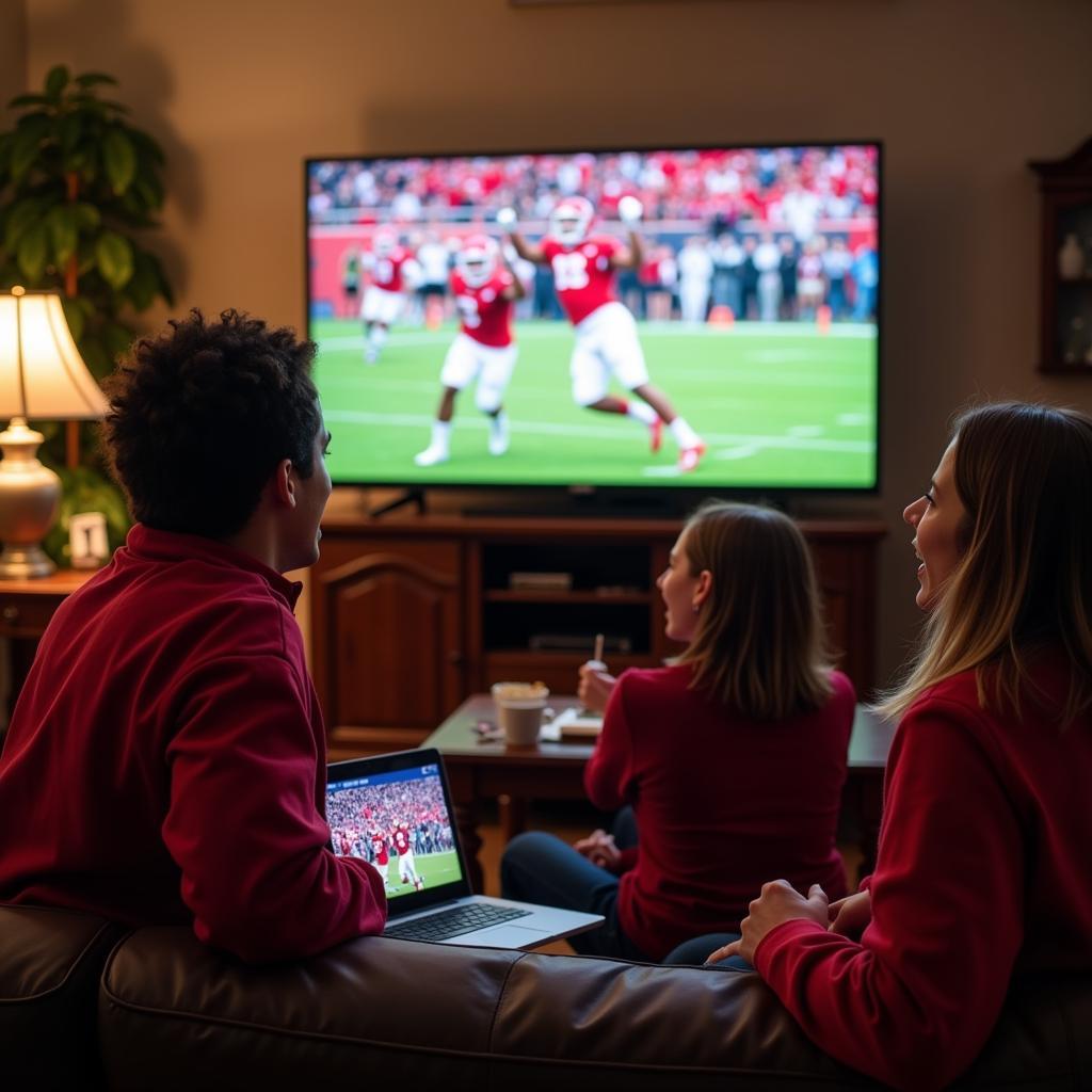 Arkansas Football Fans Watching Game Online