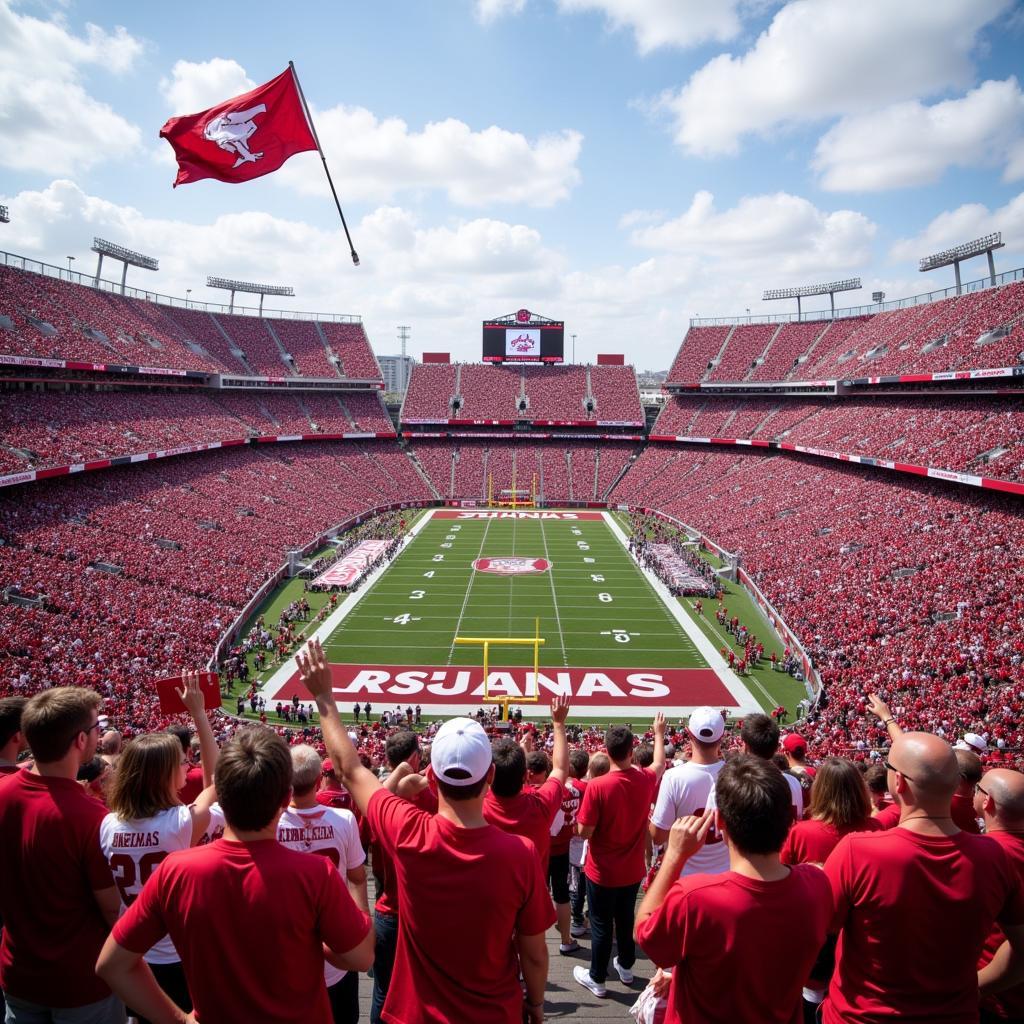 Arkansas Razorback Football Fans Cheering in Razorback Stadium