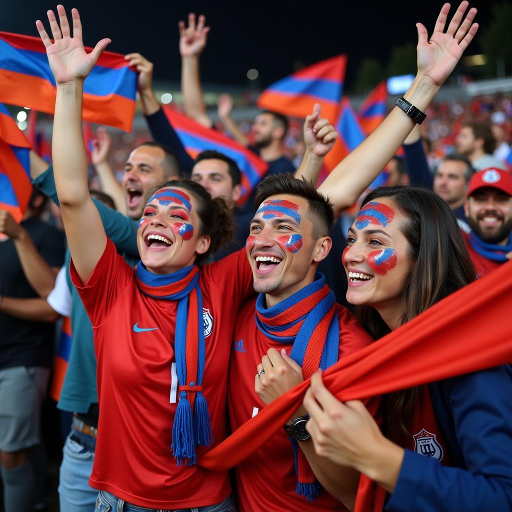 Armenian football fans celebrating a goal