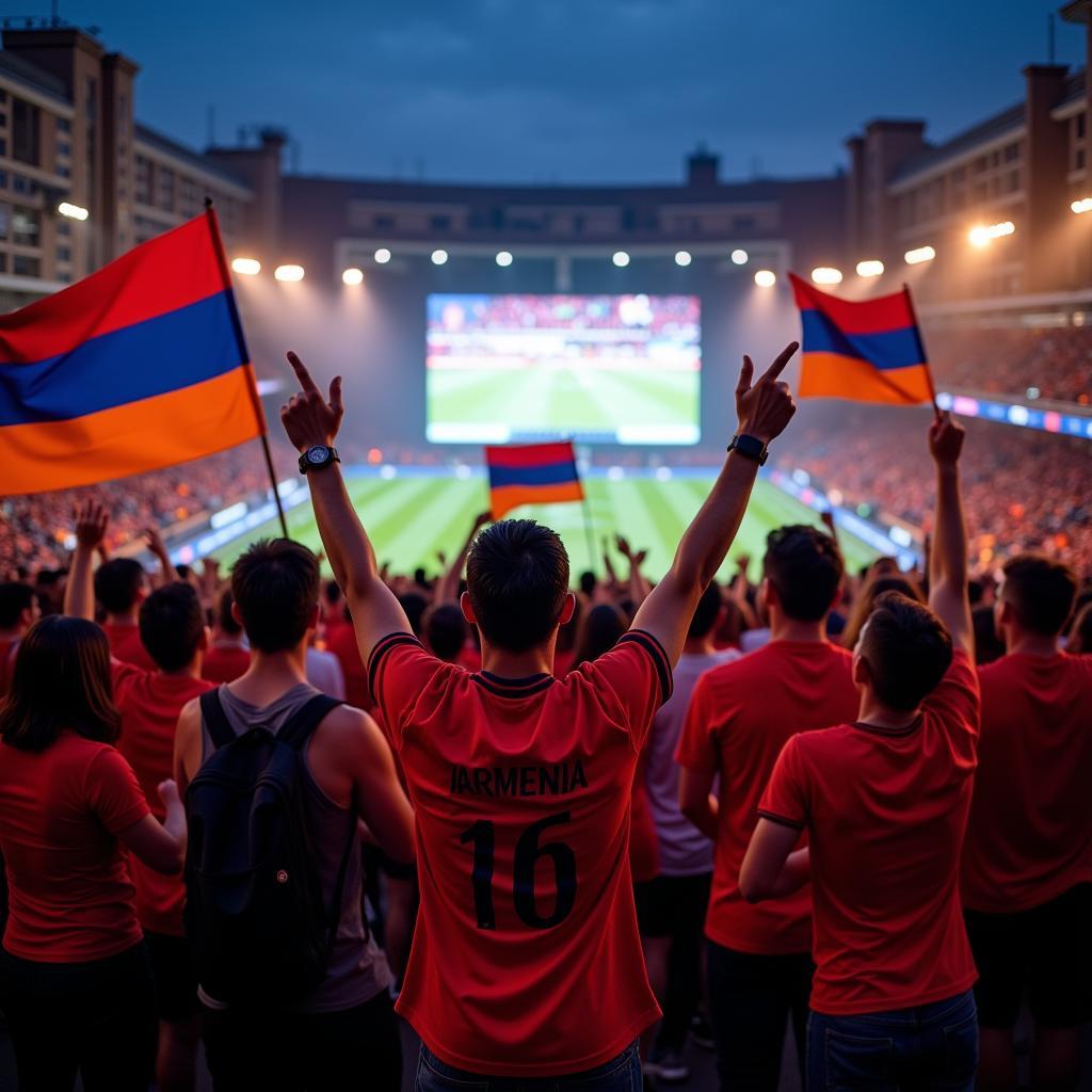 Armenian Football Fans Watching Live Match