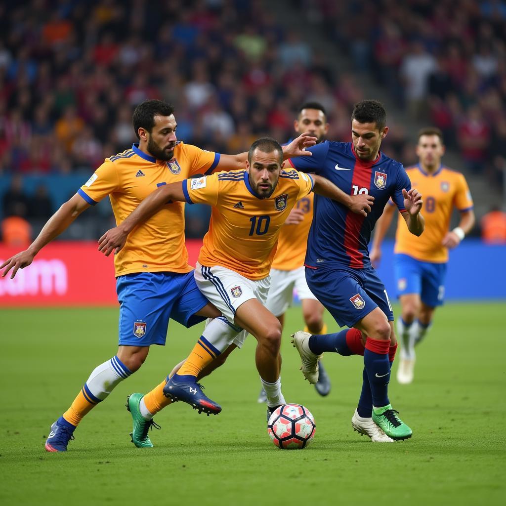 Armenian National Football Team Playing a Live Match