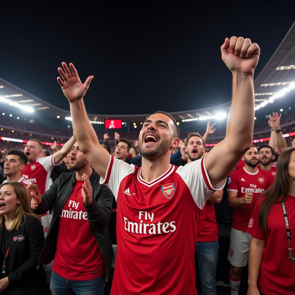 Arsenal Fans Cheering at Emirates Stadium