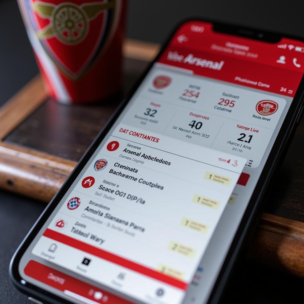 Checking Arsenal Live Score on a Mobile App