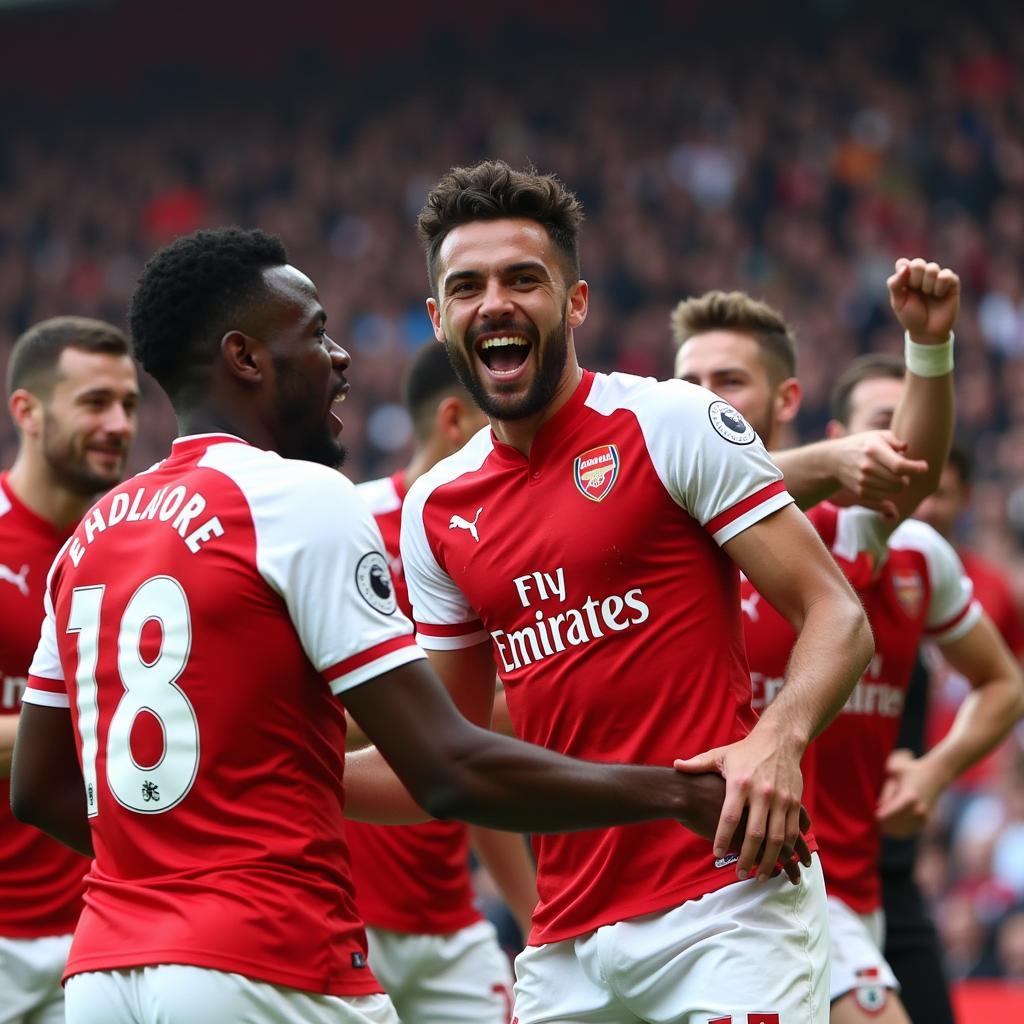 Arsenal Players Celebrating a Goal