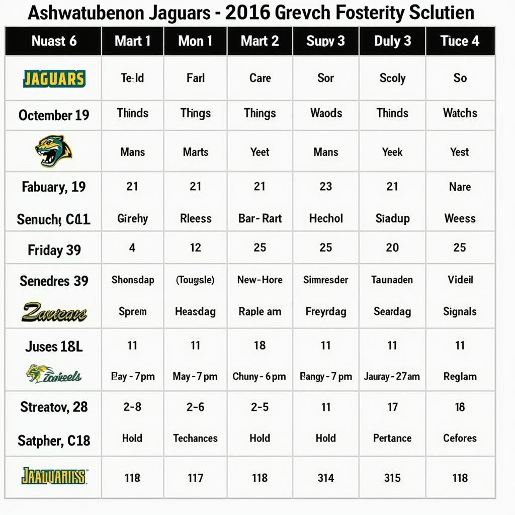 Ashwaubenon Jaguars Upcoming Schedule