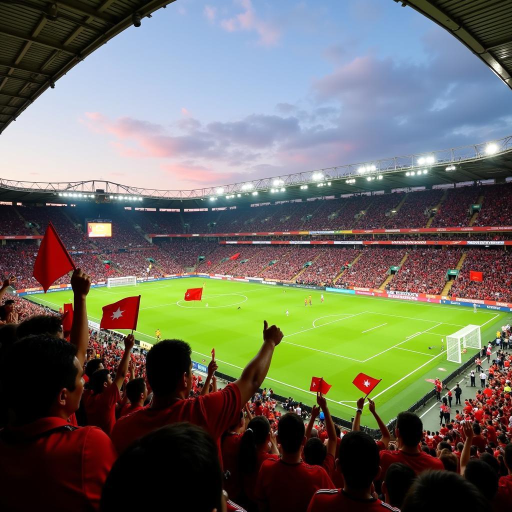 Fans cheering at an Asian Cup football live match