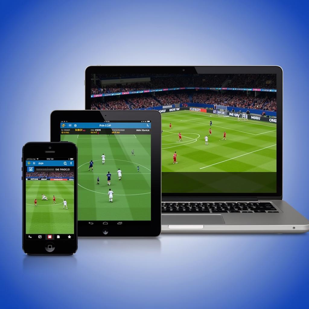 Various devices streaming an Asian Cup football match