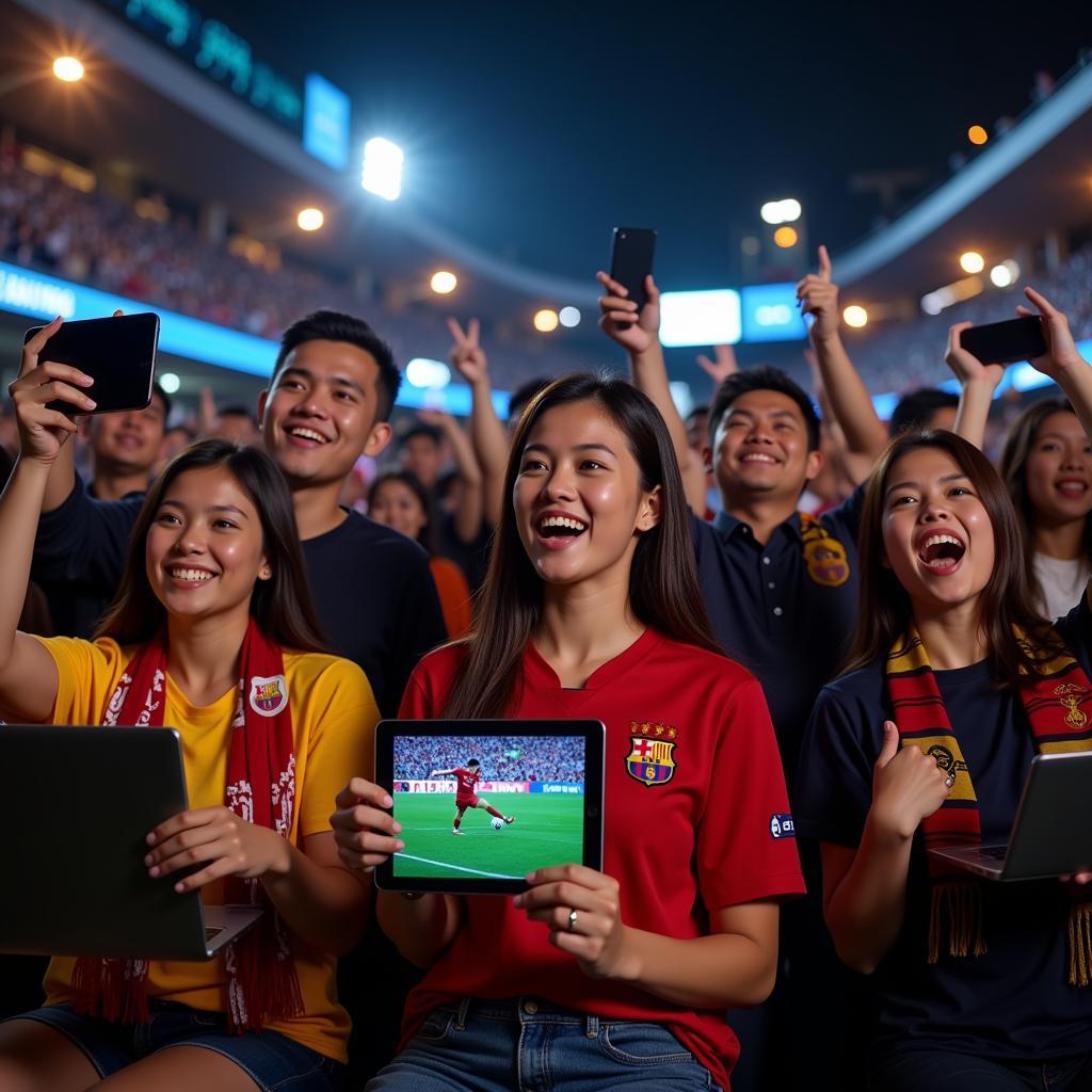 Asian Fans Watching Football Live Stream