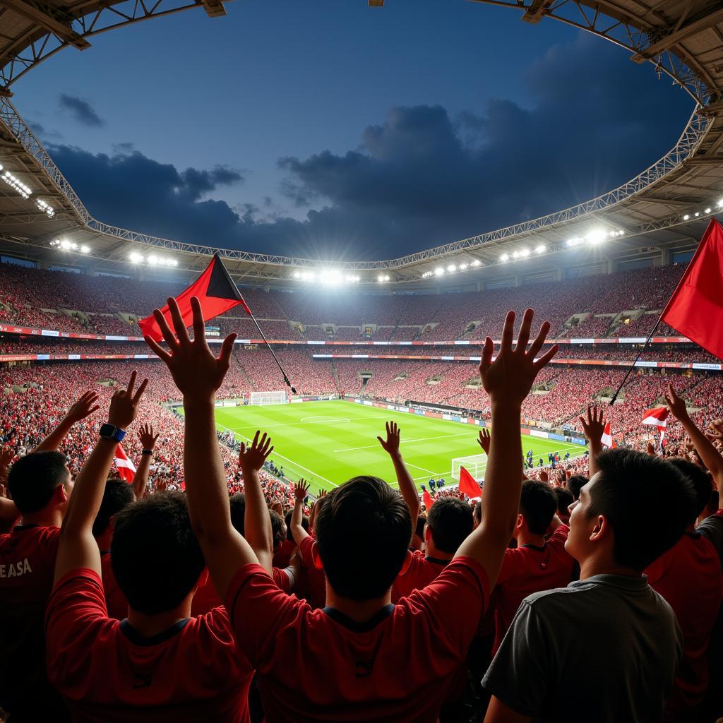 Fans Celebrating a Goal During Asian Football Cup Live