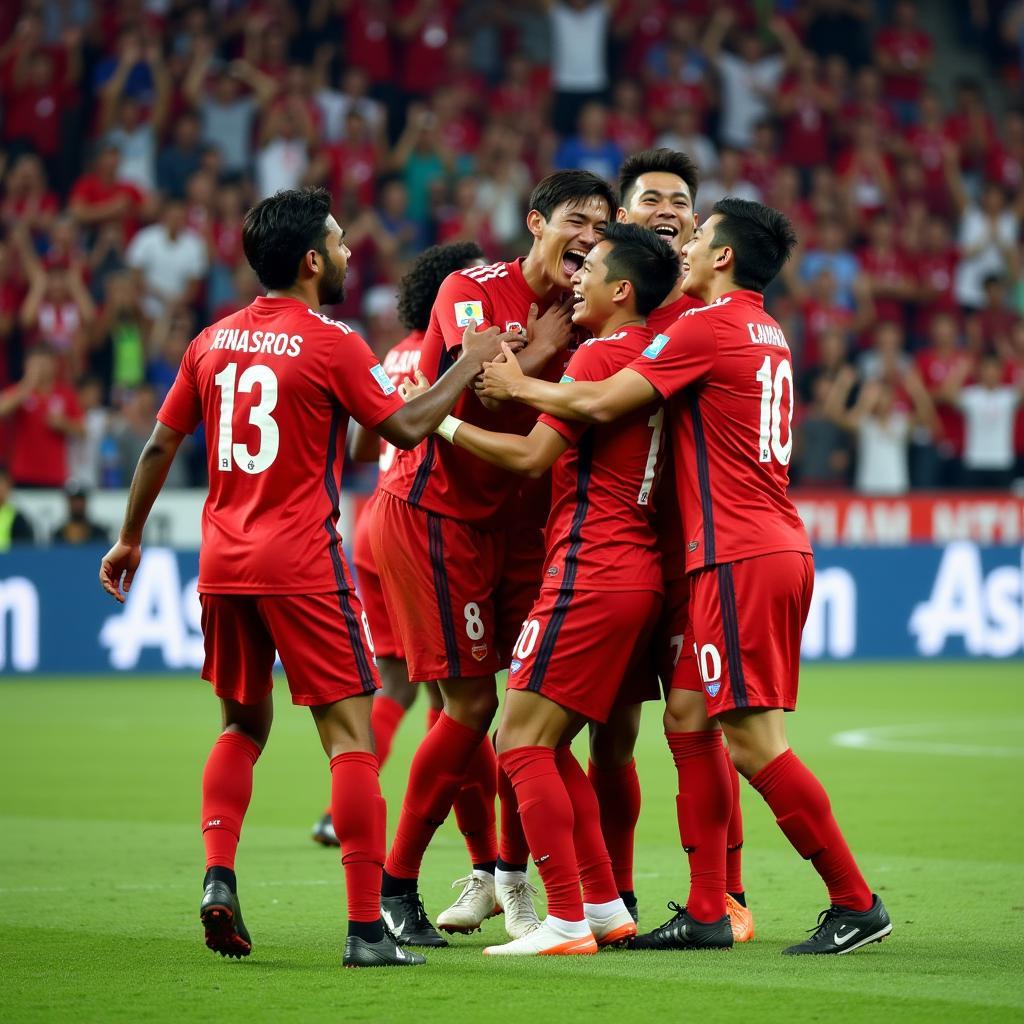 Celebrating a Goal in Asian U23 Football