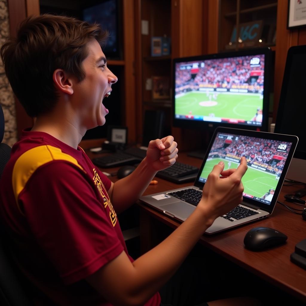 ASU Football Fan Watching Live Stream