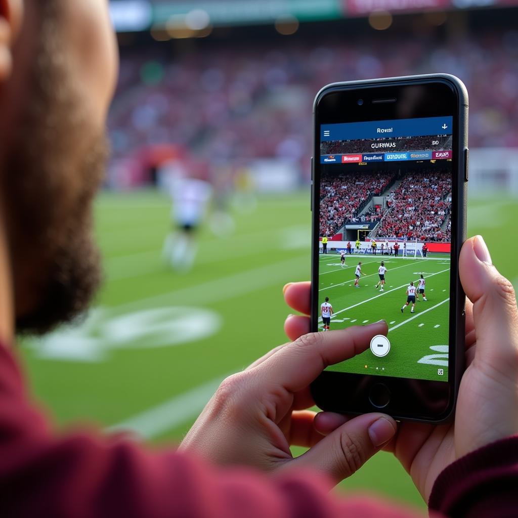 Watching Athens Academy football live stream on a mobile phone