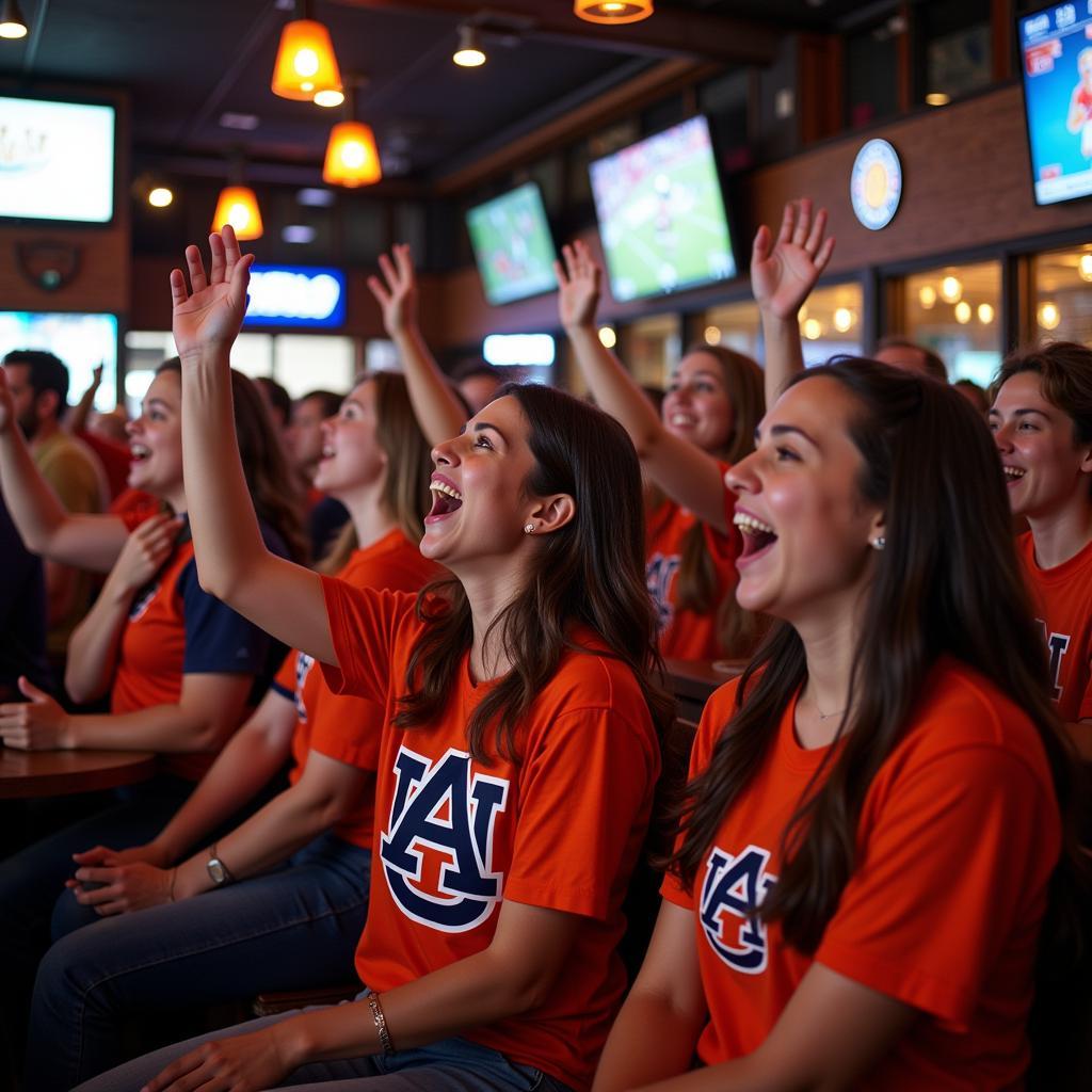 Auburn Fans Watching Game Together