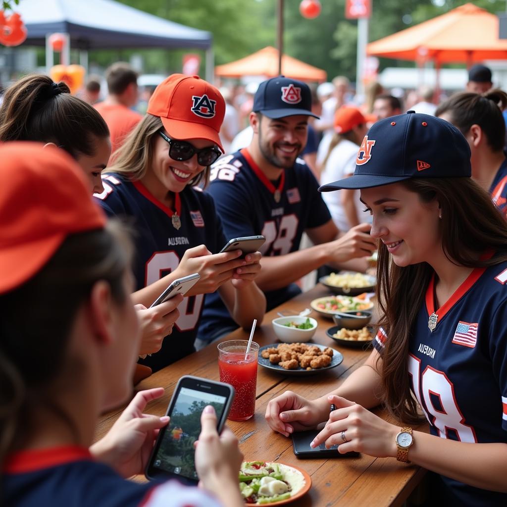 Auburn Football Fans Checking Live Updates