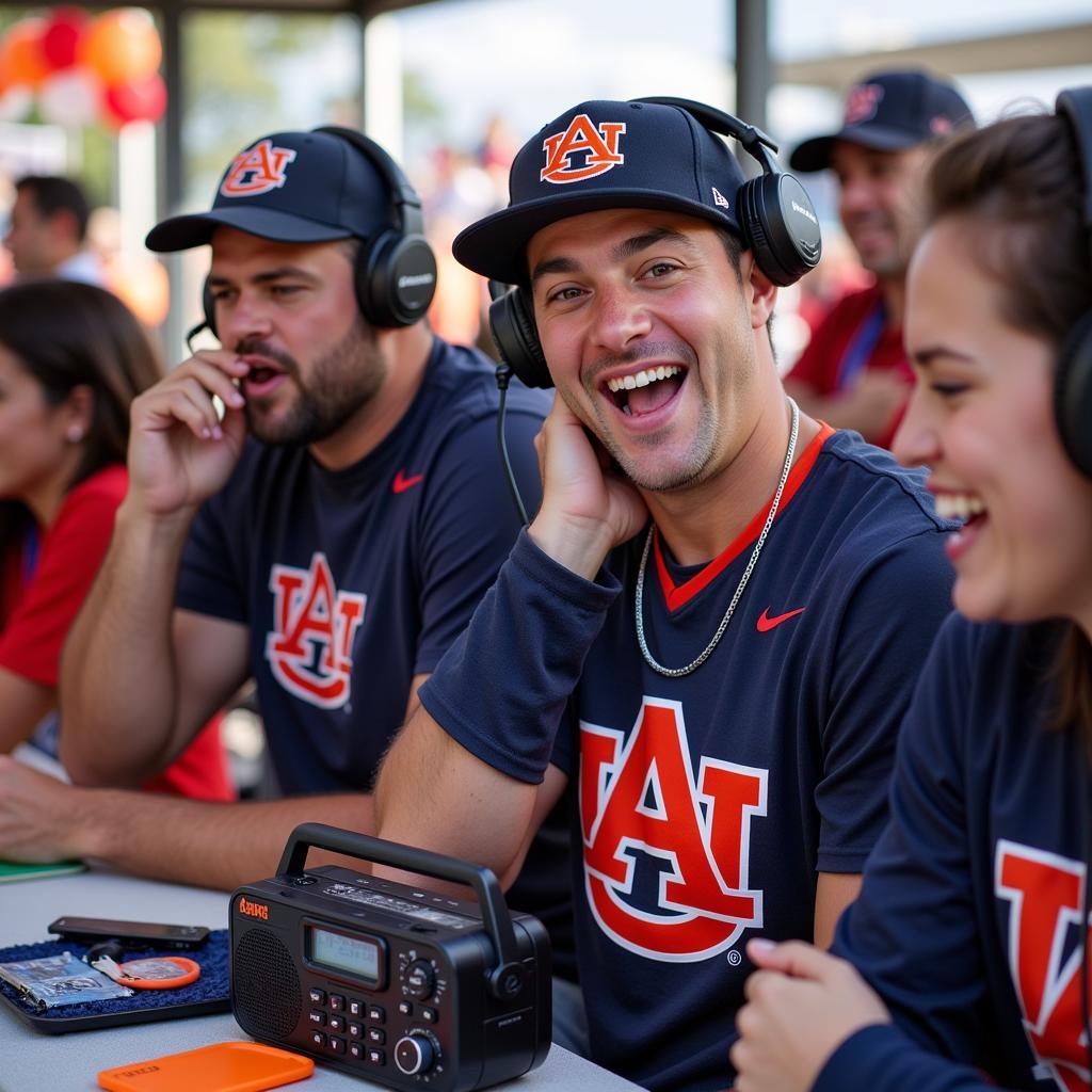 Auburn Football Fans Listening on the Radio