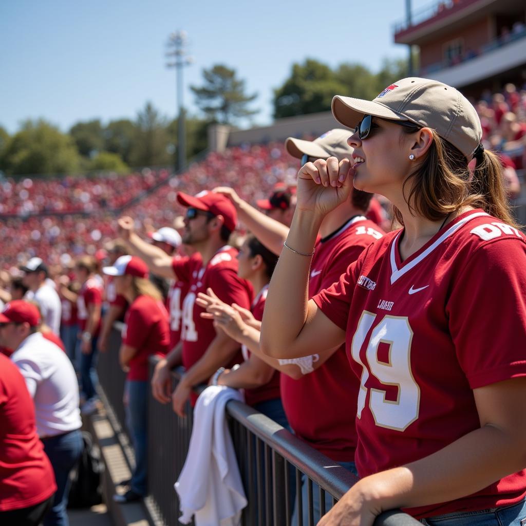 Austin College football fans cheering in the stands