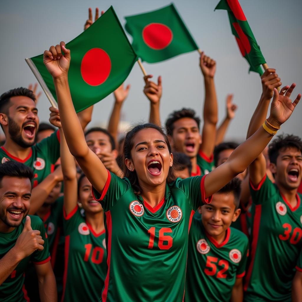 Bangladesh Football Fans Celebrating a Goal