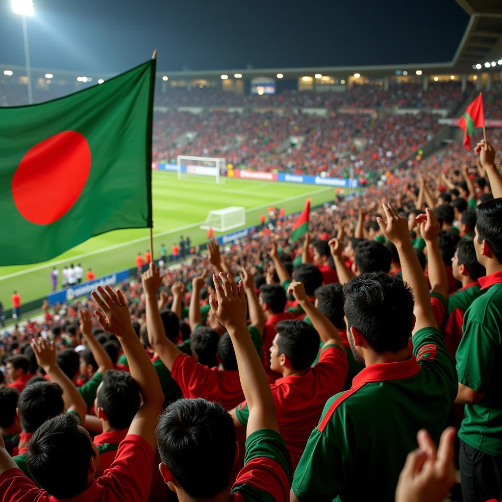 Bangladesh Football Fans Cheering During a Live Match