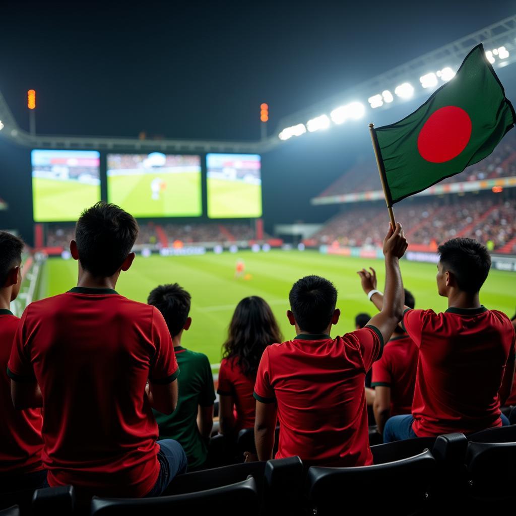 Bangladesh Football Fans Watching Live Match