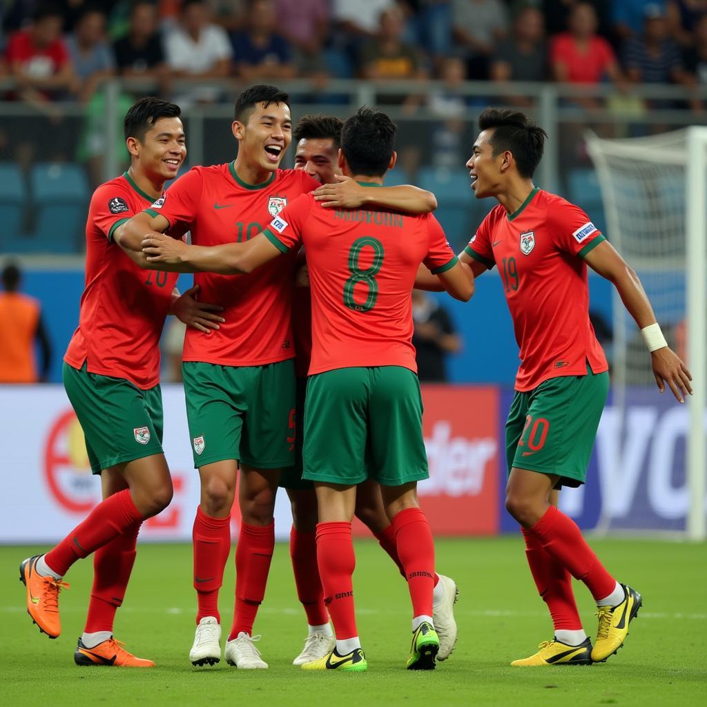 Bangladesh Football Players Celebrating a Goal