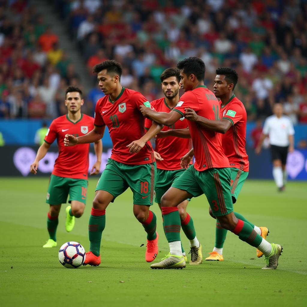 Bangladesh National Football Team in Action During a Match