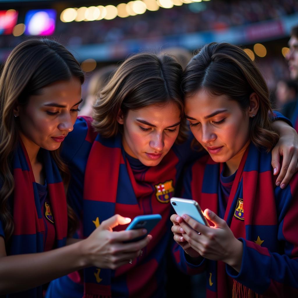 Barcelona Fans Checking Live Scores