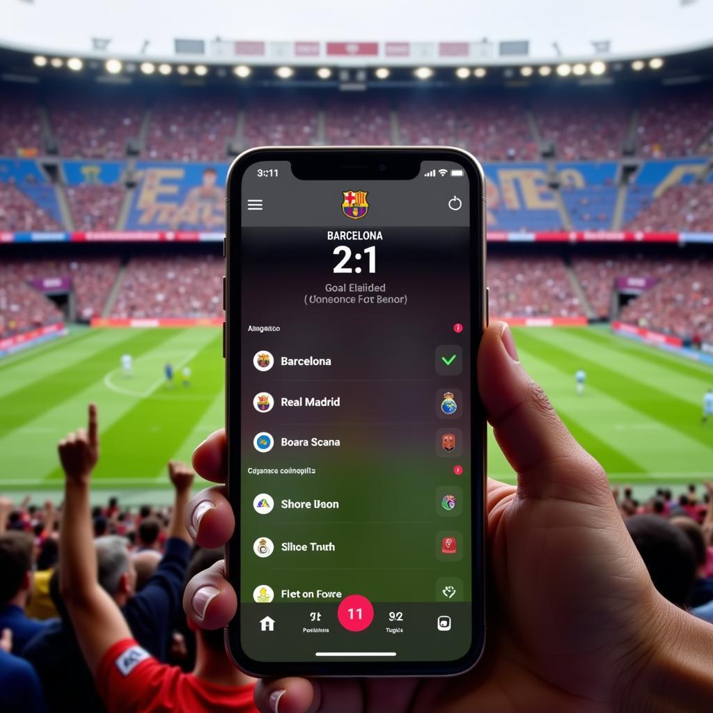 Barcelona live score app on mobile phone