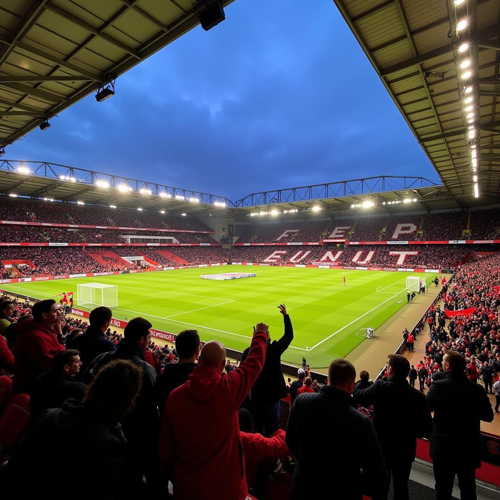 Barnsley FC fans cheering at Oakwell Stadium