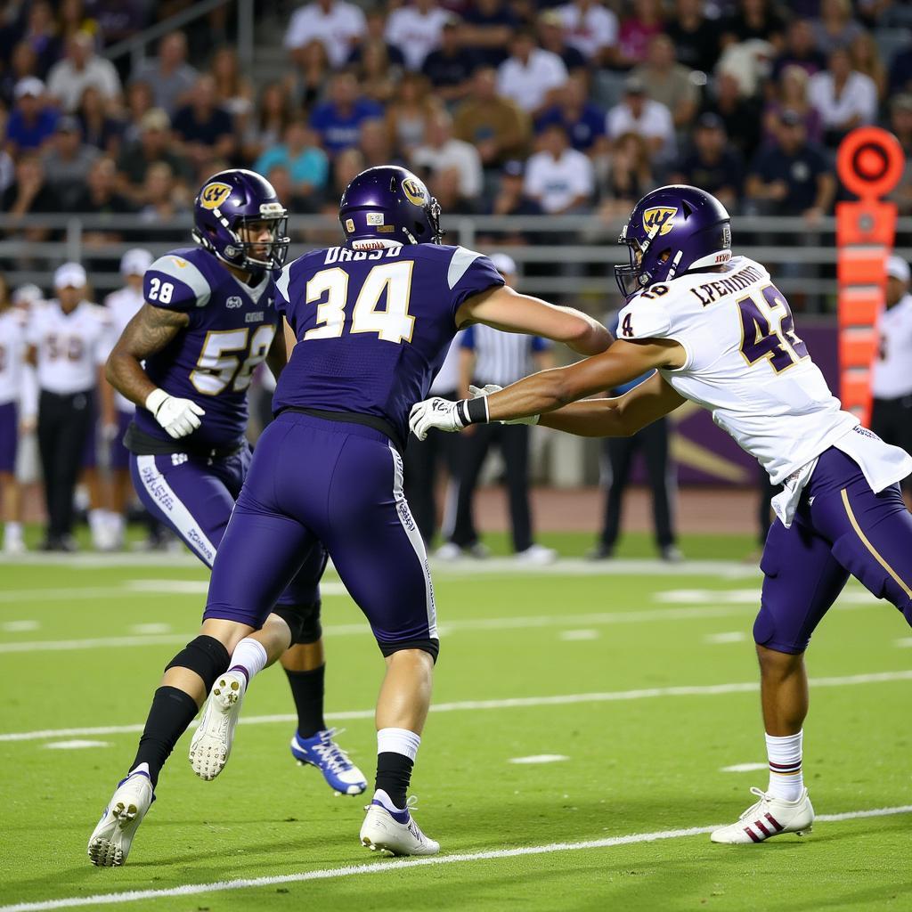 Basha High School Football Players on the Field During a Game