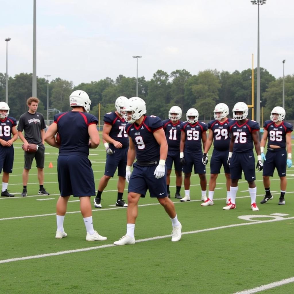 Baylor School Football Training: Players practicing on the field, demonstrating the dedication and hard work that goes into the program.