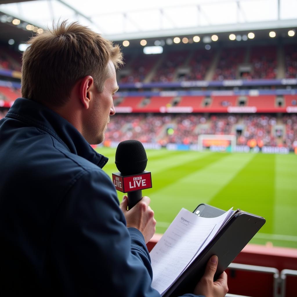 BBC Five Live Commentator Pitchside