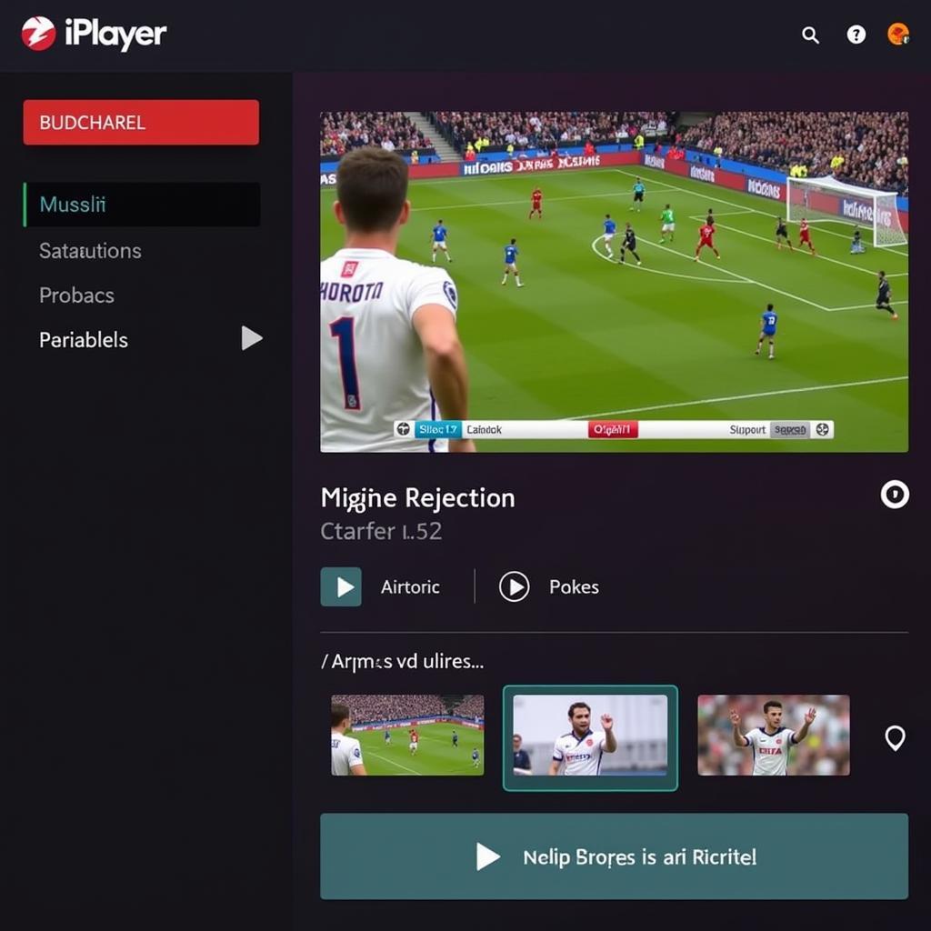 BBC iPlayer Interface for Live Football Streaming