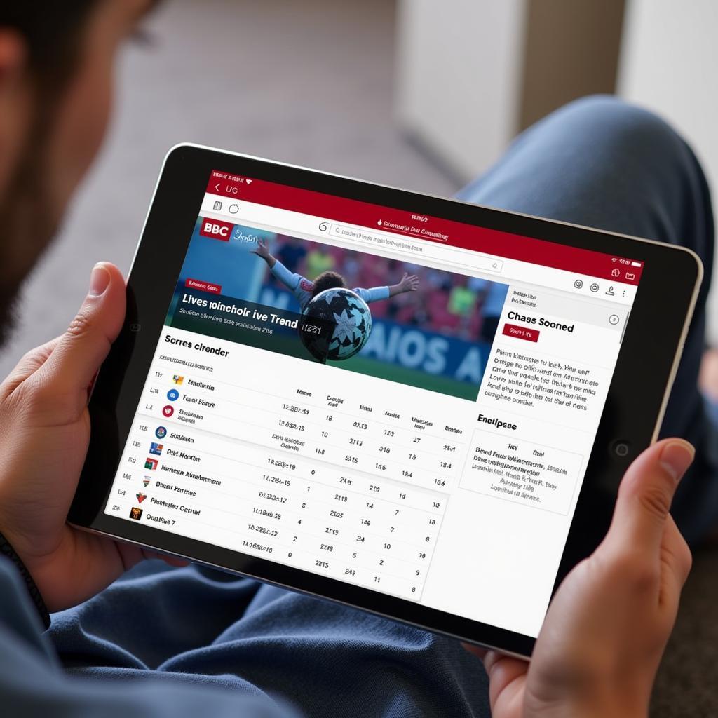 BBC Live Scores Football Tablet View