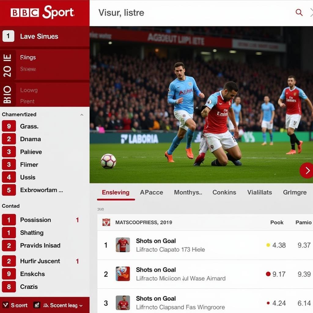 BBC Sport EPL Live Scores Website