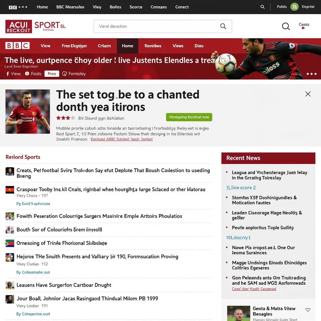 BBC Sport Football Live Coverage Website