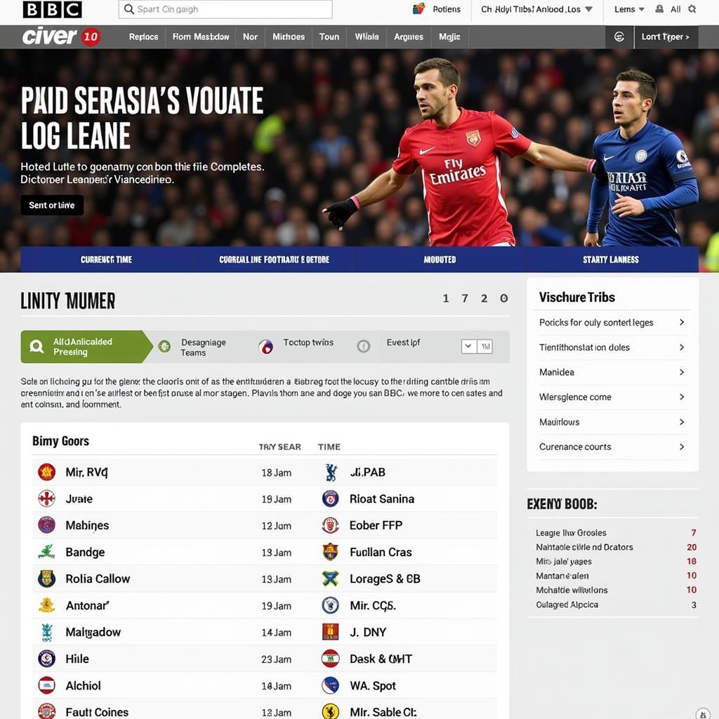 BBC Sport Website Football Schedule