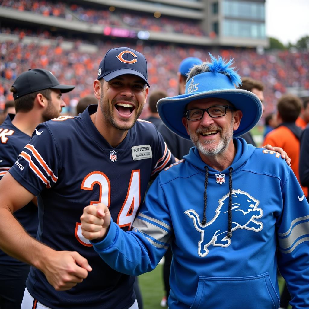 Bears and Lions Fans Celebrating