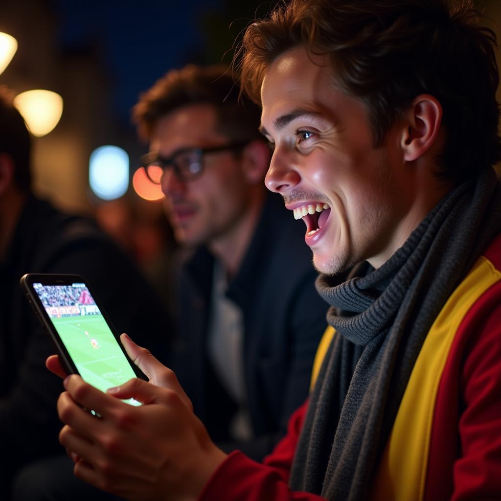 Belgian Football Fan Watching Live Stream