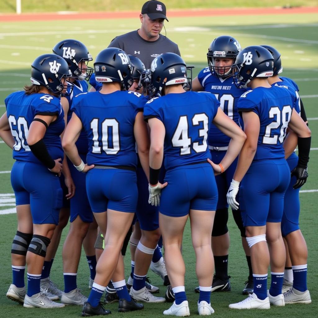 Bentonville West Football Team Huddle