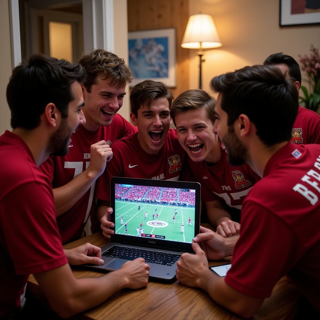 Bergen Catholic Football Fans Watching Live Stream