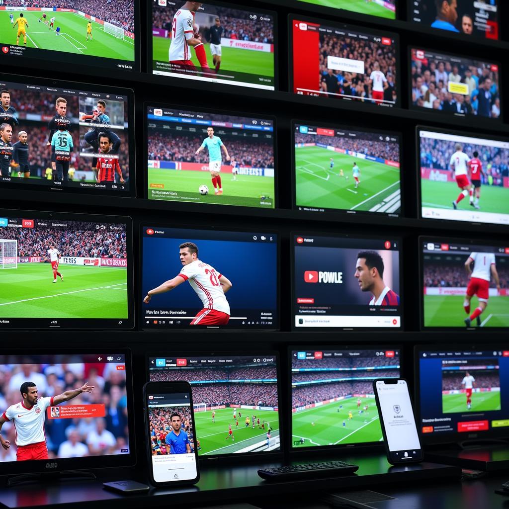 Best Free Football Streaming Sites: A collage of various websites and apps offering free football streams.