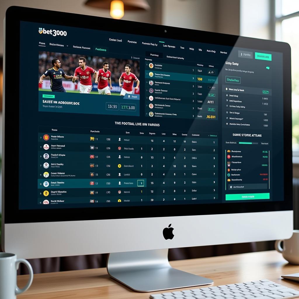 bet3000 Live Football Interface on Desktop