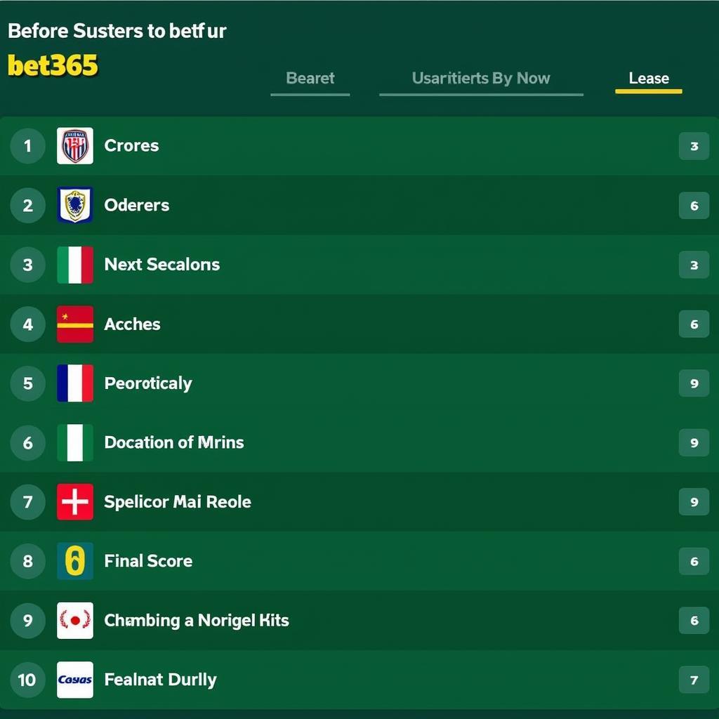 Bet365 In-Play Betting Markets