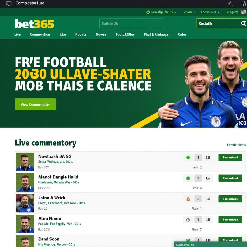 bet365 Live Football Commentary on Website