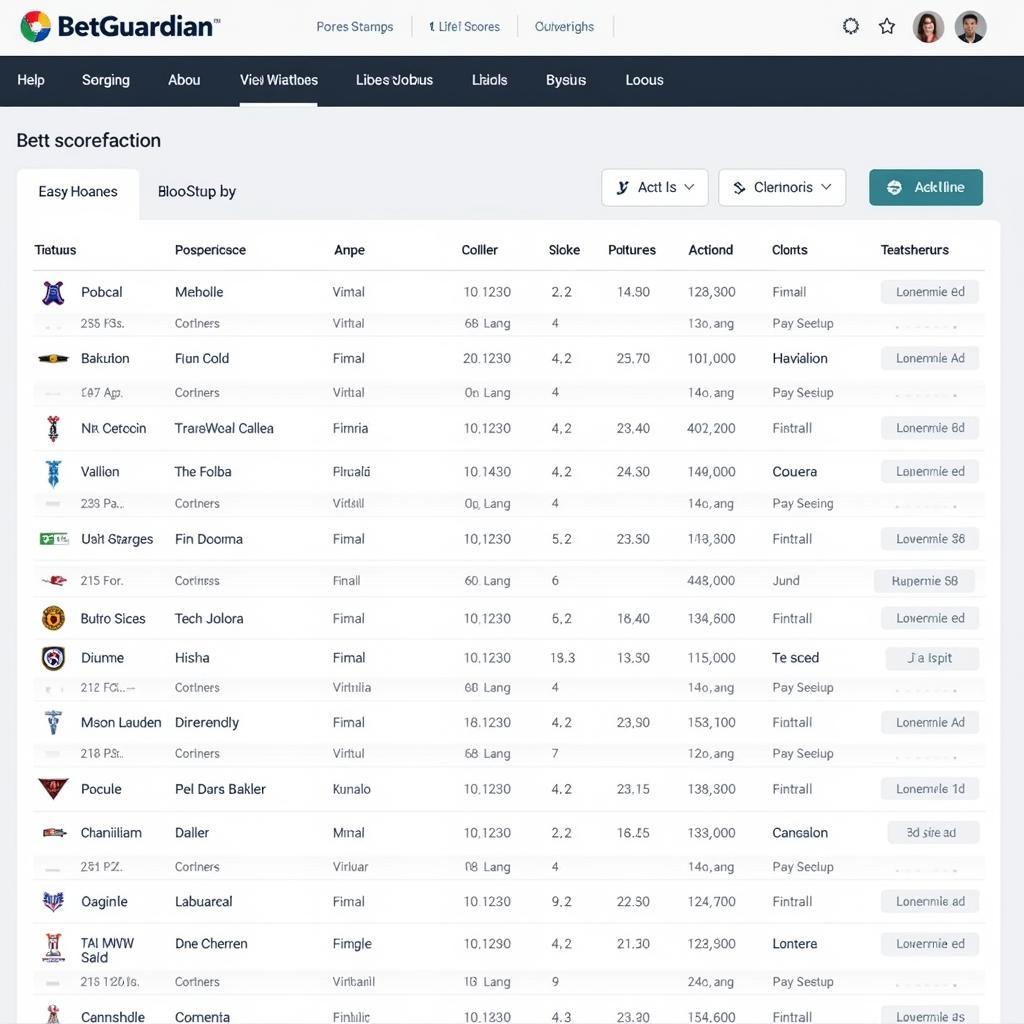 BetGuardian Live Scores and Statistics Interface