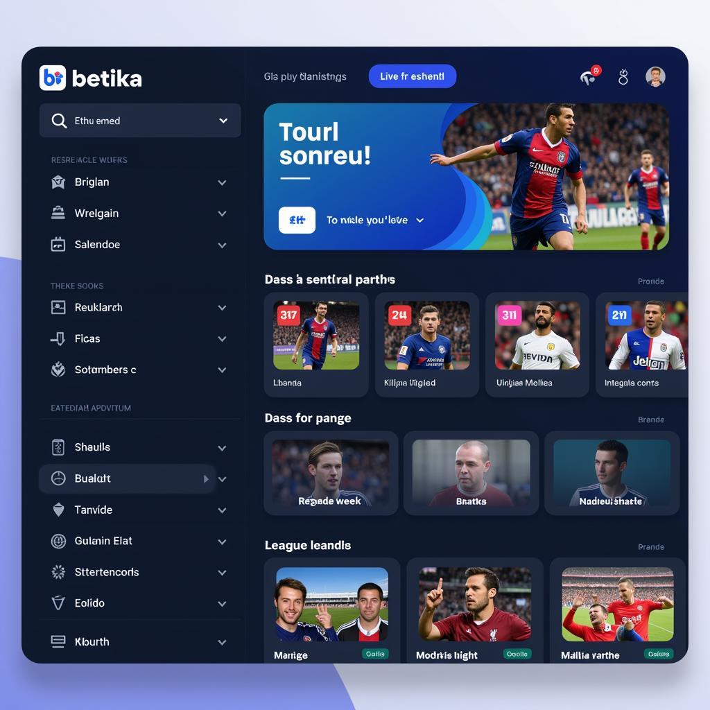 Betika Live Football Interface