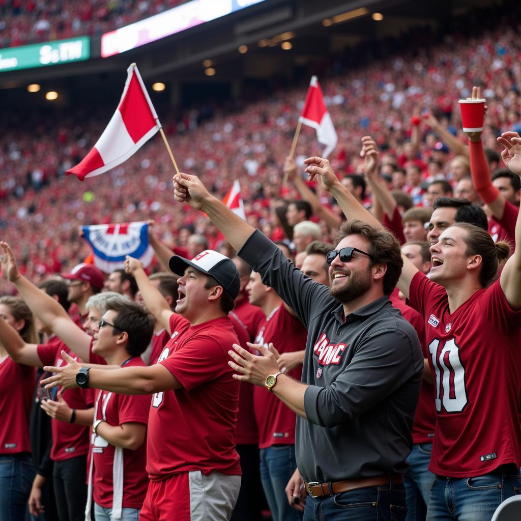 Big Ten Football Fans Celebrating a Touchdown